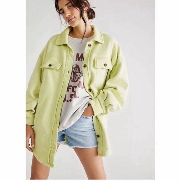 Free People revolve Ruby Shacket Luminary layering boho lime oversized size xs - Picture 15 of 16